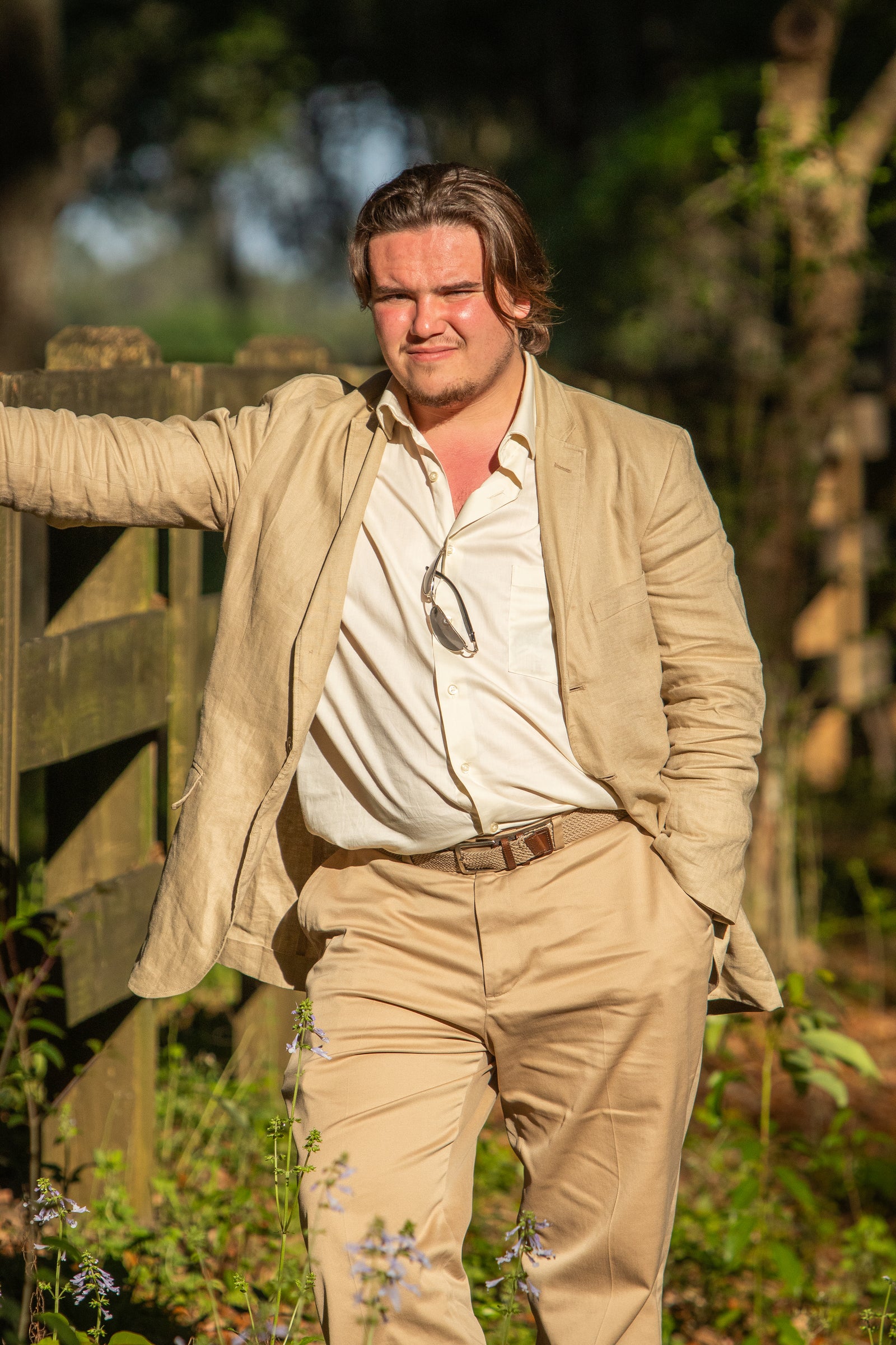 Outdoor Tan Suit Portrait